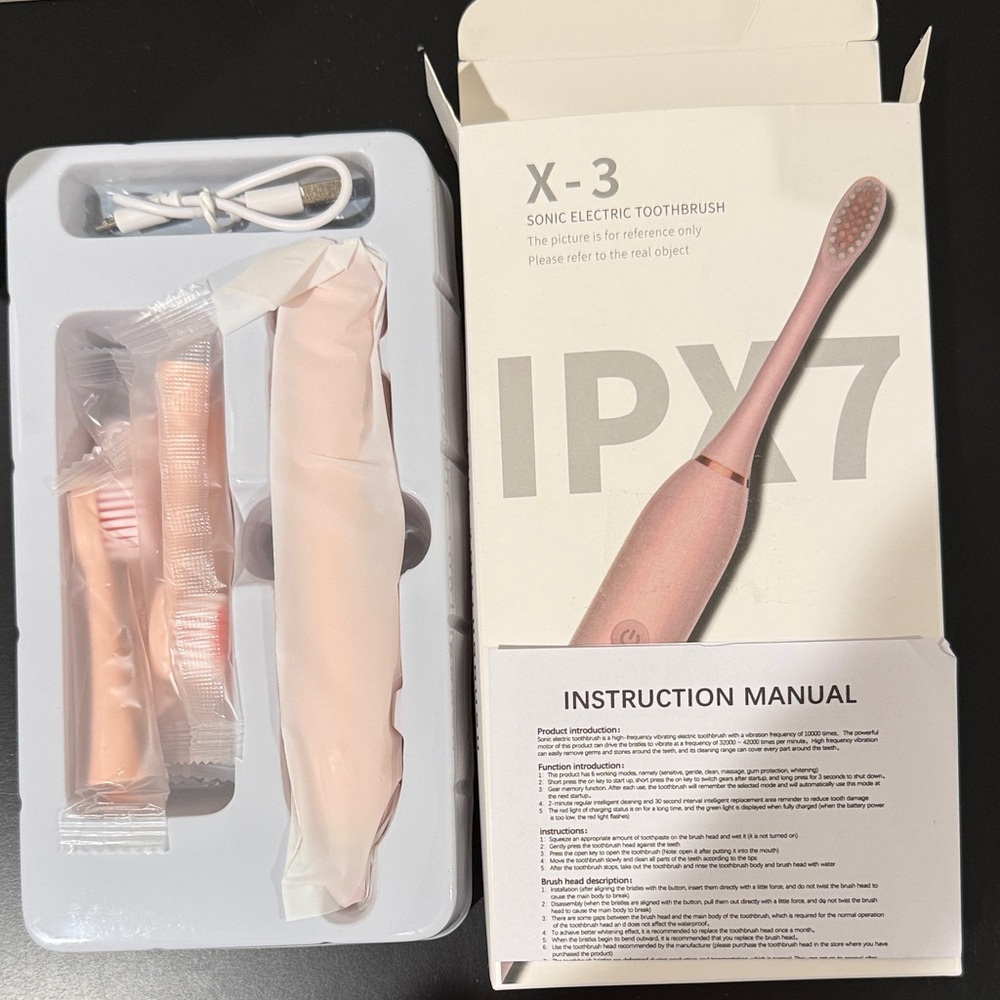 ZD-X3 Sonic Electric Toothbrushes. Set of 2, one Black and one Pink New - Picture 3 of 4